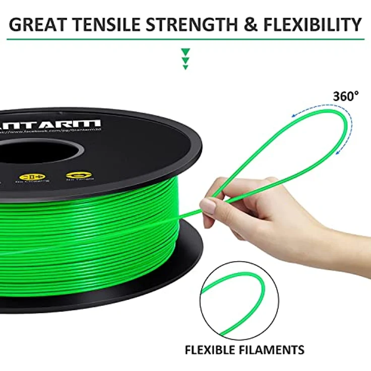 GIANTARM PLA Filament 1.75mm, 1kg Spule, Grün, hohe Präzision, kompatibel mit den meisten 3D-Druckern – Bild 3