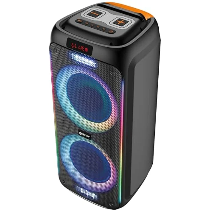 Denver Inter Sales TSP-456 Bluetooth® Lautsprecher 600W (60W RMS) mit RGB-Lichteffekten, Fernbedienung und Kabelmikrofon – Bild 3