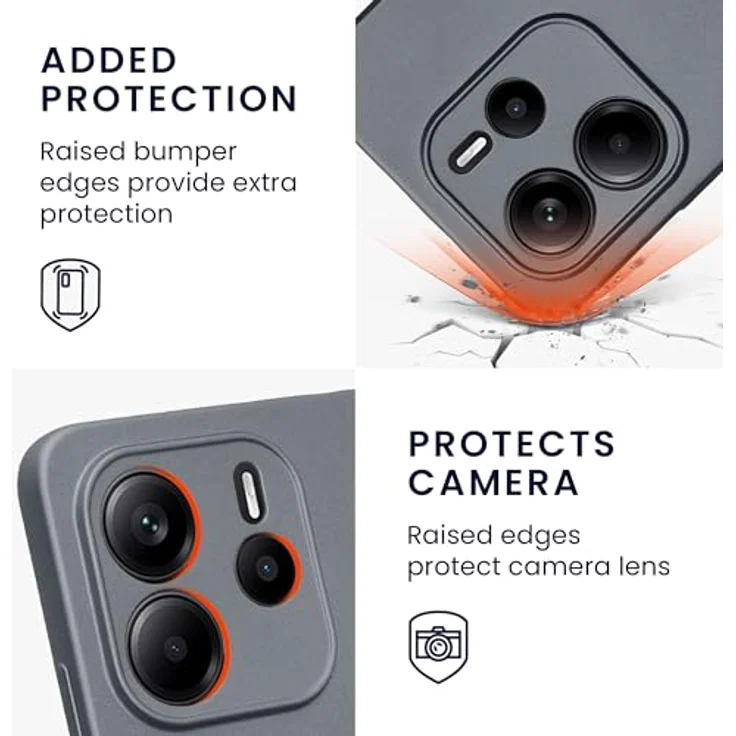 kwmobile Handyhülle für Xiaomi Redmi Note 14 4G - weiche Silikon Case in metallic grau, rutschfest und reißfest, präzise Ausschnitte für Kamera – Bild 3