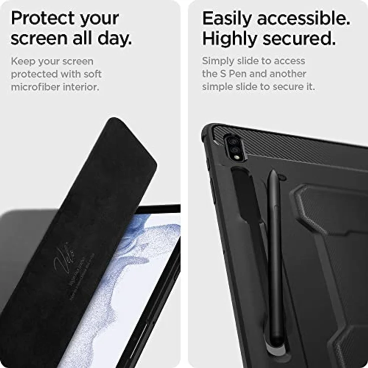 Spigen Rugged Armor Pro (Galaxy Tab S7+), Tablet Hülle, Schwarz - Rundum-Schutz mit integrierten Luftpolstern – Bild 6
