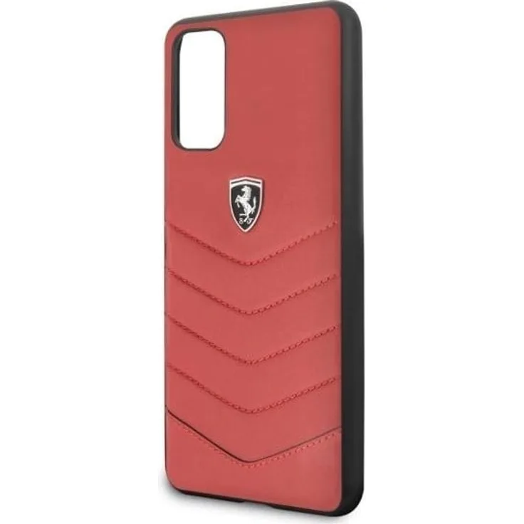 Ferrari Heritage Quilted Case für Samsung Galaxy S20, Premium Lederhülle mit metallic Polycarbonat und stilvollen roten Akzenten, rot