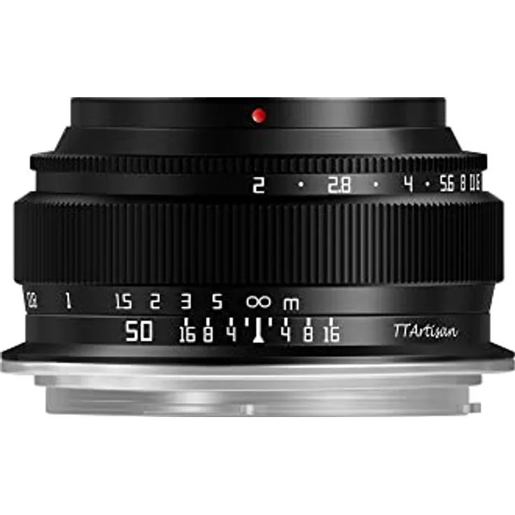 TTArtisan 50 mm F2 Metallgehäuse, kompatibel mit Fuji X Mount (Vollrahmen) – Schwarz