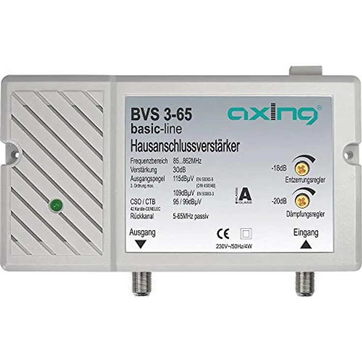 Axing BVS 3-65 Hausanschlussverstärker mit Rückkanal 5-65 MHz (30 dB, 85-862 MHz, 98 dBµV) – Bild 2