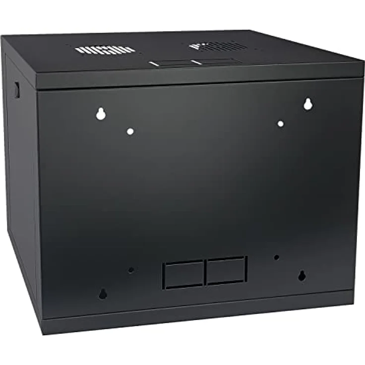 HMF 66409-02 Netzwerkschrank, Serverschrank 19 Zoll mit 9 HE, 450 mm Tiefe, voll montiert, Glastür, schwarz – Bild 3