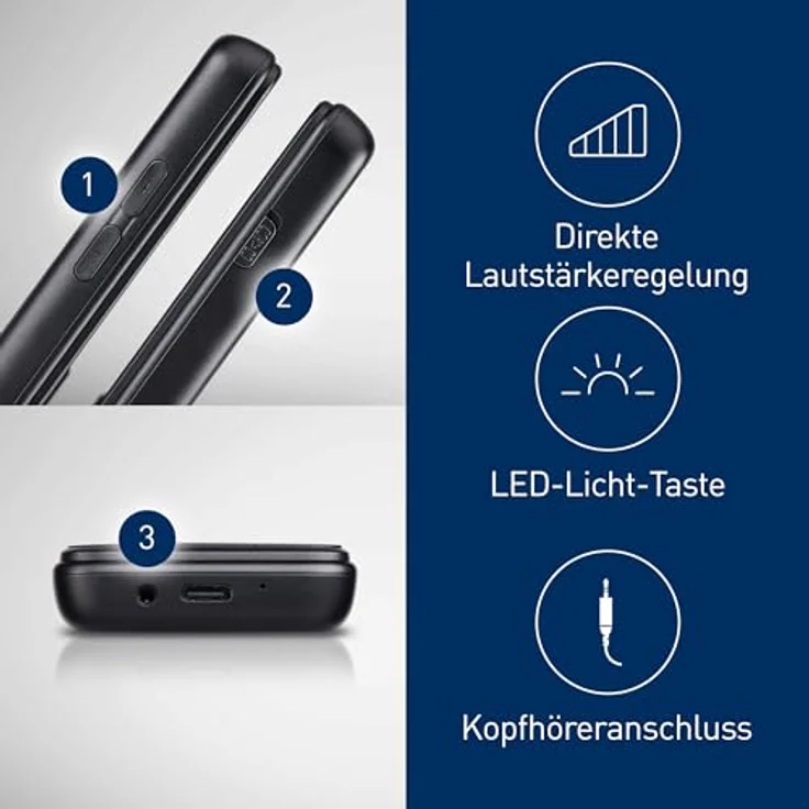 Panasonic KX-TF200 Mobiltelefon, 2,4" TFT-Farb-LCD, Bluetooth 3.0, 1000 mAh Li-Ionen-Akku, Schwarz – Bild 2