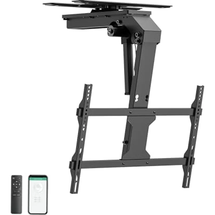 EasyLife EL-DHM-DSND75S V2, Elektrische TV Deckenhalterung drehbar & schwenkbar, 37-75 Zoll, VESA 600x400, Schwarz, Smart Home Integration – Bild 1