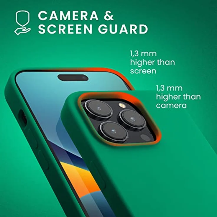 kwmobile Handyhülle für iPhone 14 Pro, Silikon Fall in Smaragdgrün, stoßfest mit Anti-Rutsch und kabellosem Laden – Bild 5