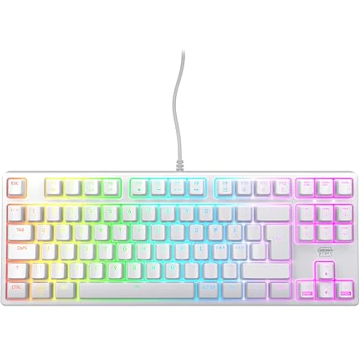 CHERRY XTRFY K4V2 TKL, Kabelgebundene Gaming-Tastatur mit RGB-Beleuchtung, MX2A RED Switches, Pan-Nordisches Layout (QWERTY), Weiß – Bild 1