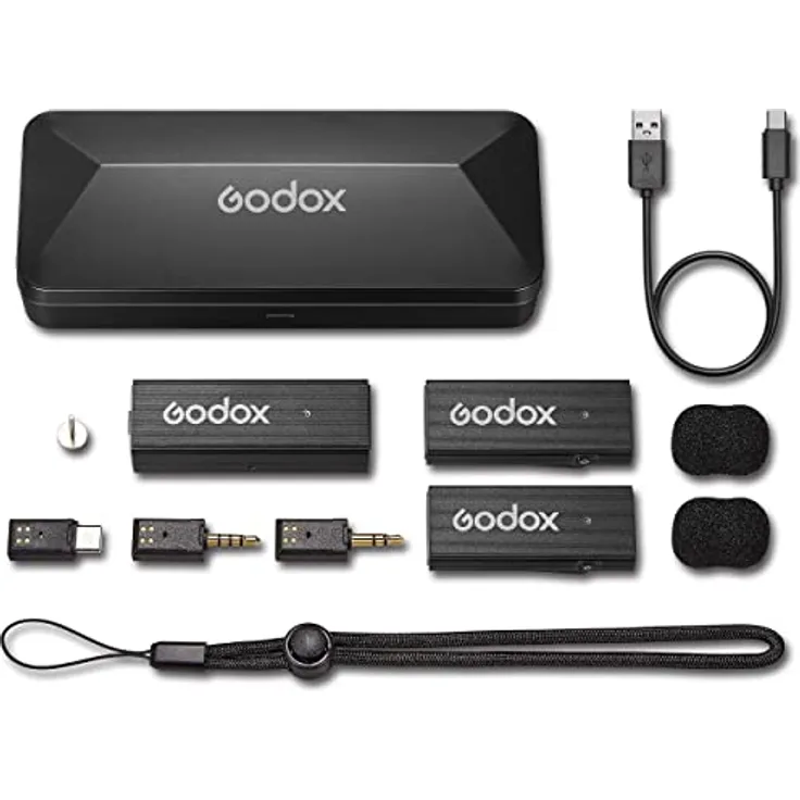 Godox MoveLink Mini UC 2 Personen Wireless Mikrofonsystem, Classic Black, für Kameras & Mobilgeräte