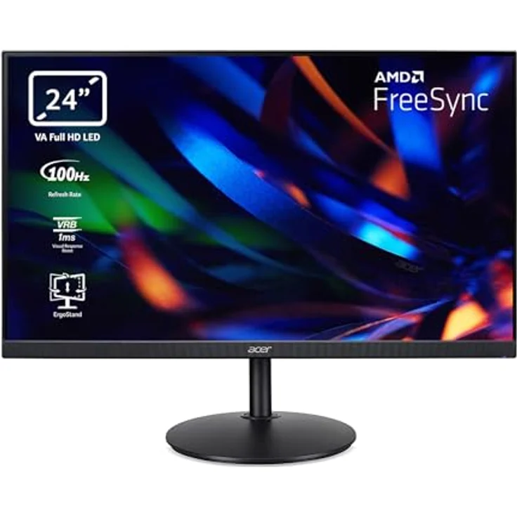 Acer CBA242YH Monitor 23,8 Zoll Full HD, 100Hz HDMI, 75Hz VGA, höhenverstellbar, drehbar, FreeSync, Schwarz – Bild 1