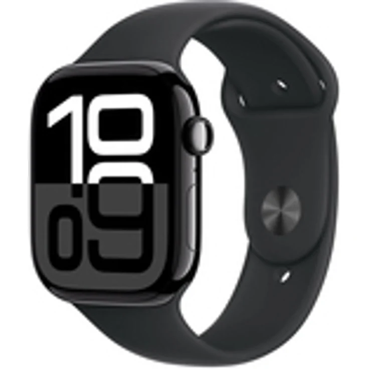 Apple Watch Series 10, Jet Black Aluminium, 46 mm, Smartwatch mit 64 GB Speicher, Touchscreen, WLAN, GPS, Sportband M/L, 35,3 g