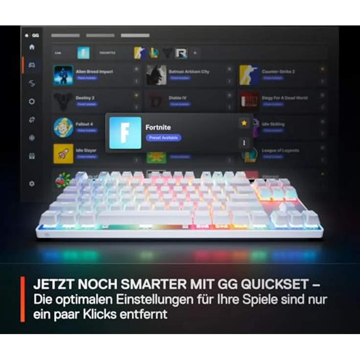 SteelSeries Apex Pro TKL Gen 3 Weiß, HyperMagnetic Gaming Tastatur mit OmniPoint 3.0 Switches, anpassbarem Ansprechverhalten, Rapid Trigger, OLED, PBT-Keycaps, USB-C, UK QWERTY – Bild 4
