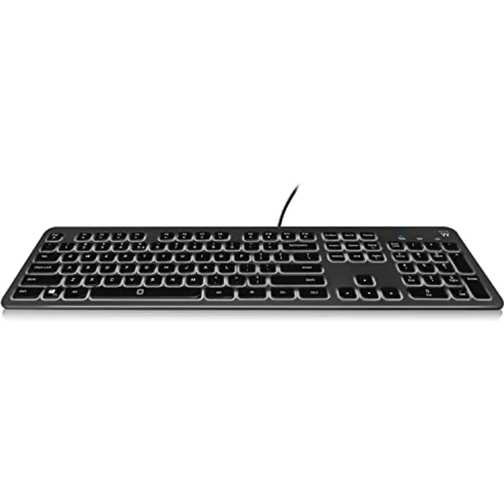 Ewent EW3268 LED-Hintergrundbeleuchtungstastatur, weiß, USB verkabelt, Full-Size, große Buchstaben, italienisches QWERTY-Layout