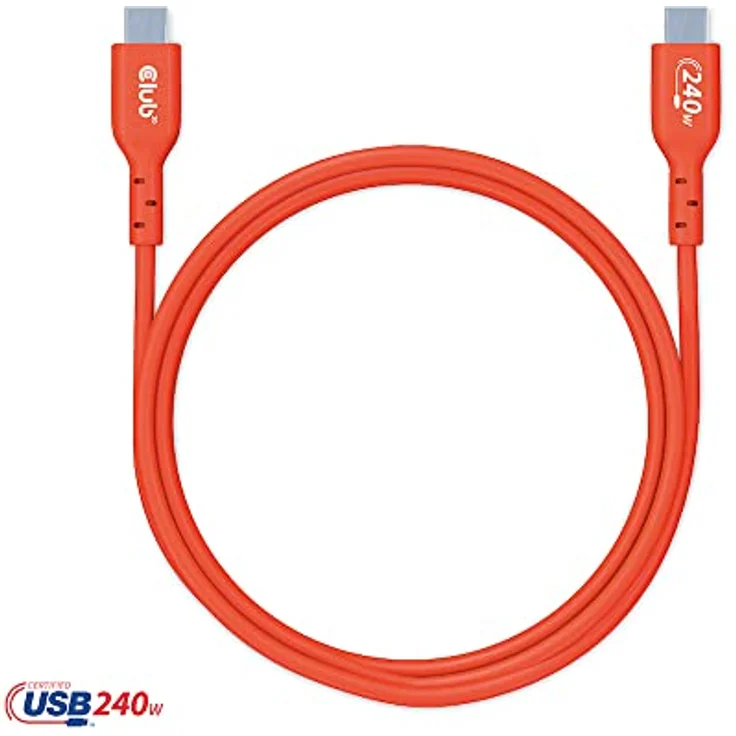 Club 3D USB 2 Typ C Kabel PD 240W, 2m, bi-direktional, 480Mbps, rot – Bild 10