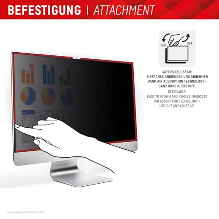 Displex PRIVACY SAFE Magnetischer 2-Wege Blickschutzfilter für iMac 24" M1 (2021)/ M3 (2023)/ M4 (2024), 60° Betrachtungswinkel, matte Anti-Reflex- und glänzende Seite, bluetlight-filter, einfache magnetische Befestigung – Bild 4