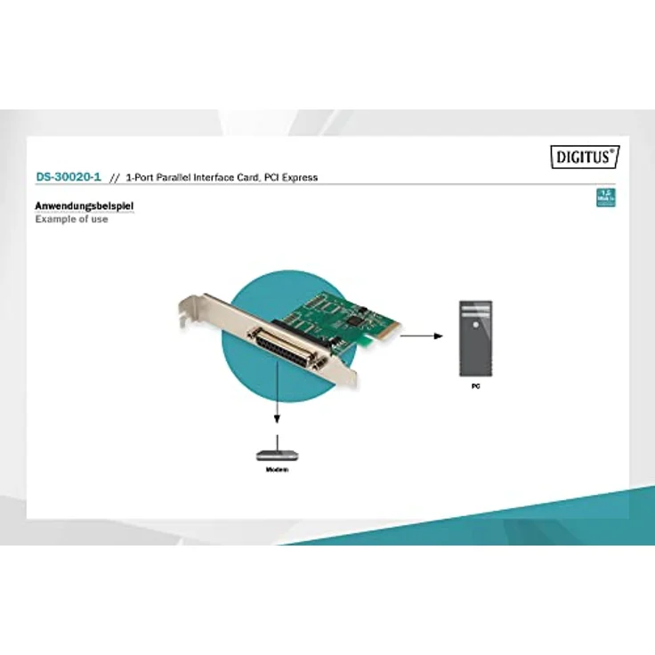 DIGITUS Interface Karte, PCIe, parallele Schnittstelle, 1x DSUB 25, inkl. Low Profile Slotblende, Chipsatz: MCS9901 – Bild 3