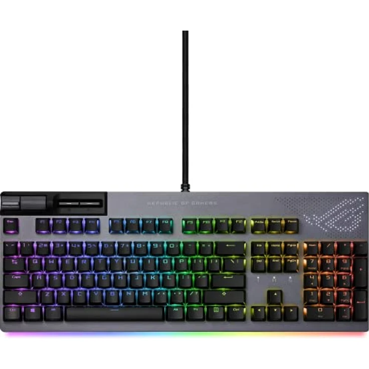 ASUS ROG Strix Flare II Animate mechanische Gaming Tastatur (austauschbare ROG NX-Switches, PBT-Doubleshot-Tastenkappen, LED-Display, 8000 Hz, Aura Sync RGB-Beleuchtung, DE QWERTZ-Layout) schwarz – Bild 2