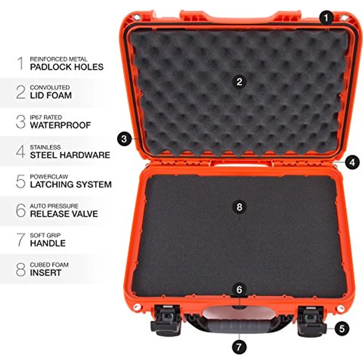 Nanuk Kunststoffkoffer 923, robuster Fotokoffer mit Schaum, wasserdicht und TSA-zugelassen, orange, 16.70 l – Bild 6