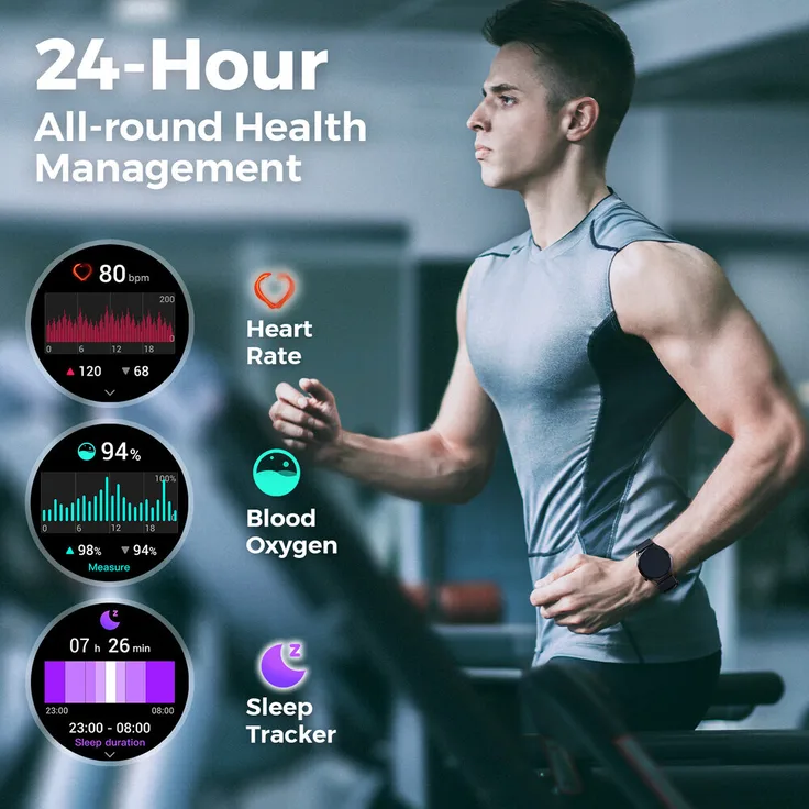 SoundPEATS Watch4 Schwarz Smartwatch, Herzfrequenzmesser, Wasserdicht, Lange Akkulaufzeit