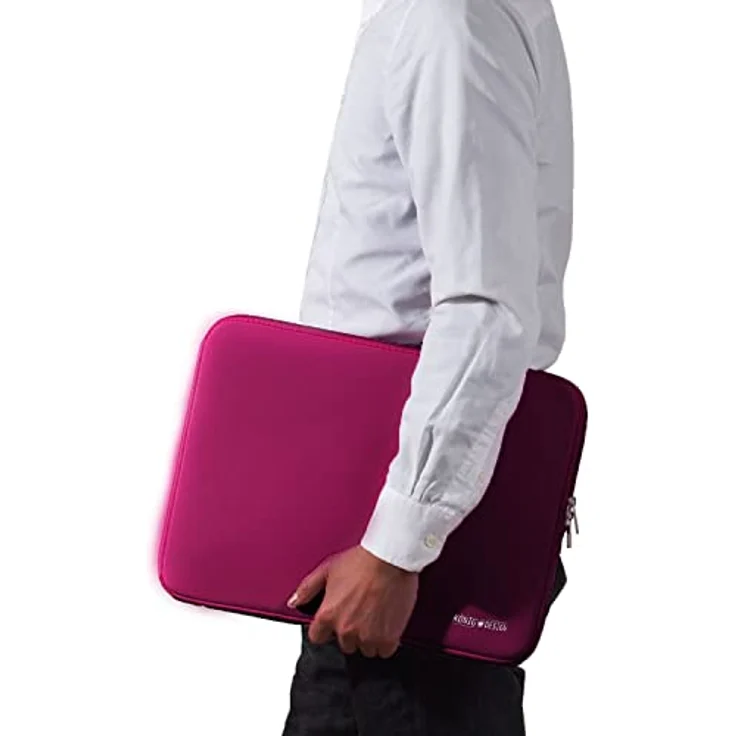 König Design Laptoptasche 13 Zoll, stoßfeste Notebook Hülle aus Polyester, Weinrot – Bild 5