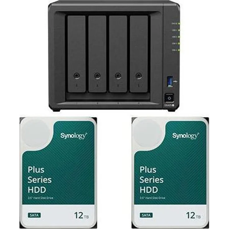 Synology DS925+ DiskStation, NAS mit 24 TB (2 x 12 TB) 3.5" SATA 6Gb/s Festplatten