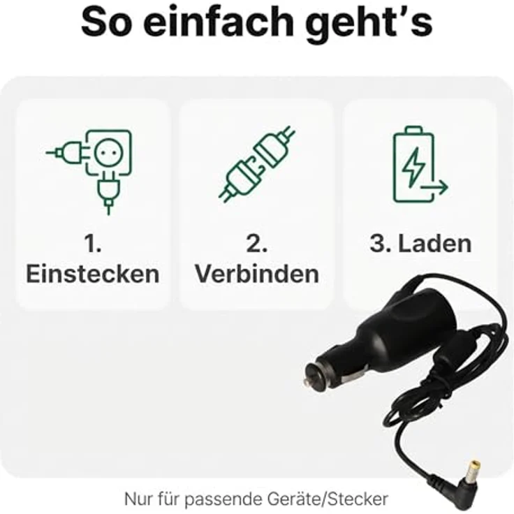 AccuCell DC/DC 12V KFZ-Netzteil, schnelles Laden, Schwarz, kompatibel mit Lenovo IdeaPad S9/S10, MSI Wind U90/U100, LG X110 – Bild 4