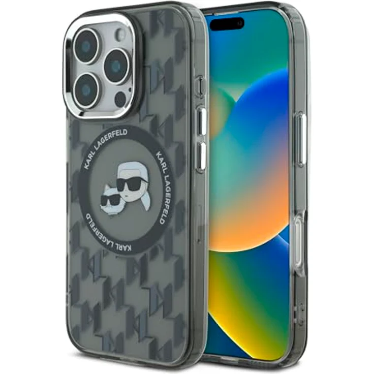 CG MOBILE Karl Lagerfeld KLHMP16LHMCKMHK Hülle für iPhone 16 Pro 6.3" schwarz IML Monogram Karl&Choupette Head - MagSafe kompatibel – Bild 1