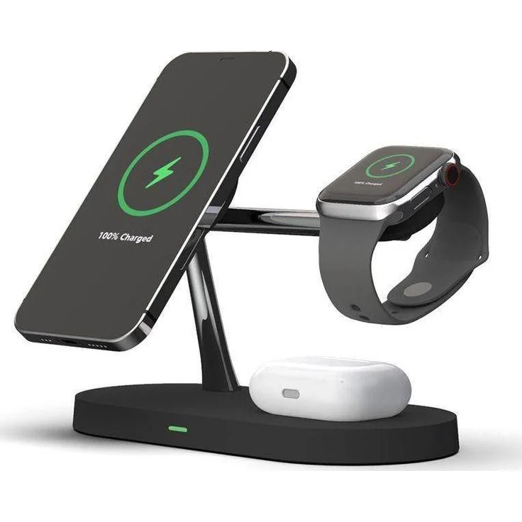 Tech-Protect A12 3in1, Wireless Charger (15 W) für iPhone, AirPods und Apple Watch, Schwarz