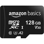 Amazon Basics – MicroSDXC-Speicherkarte, 128 GB, mit SD-Adapter, A2, U3, 100 MB/s max. Lesegeschwindigkeit