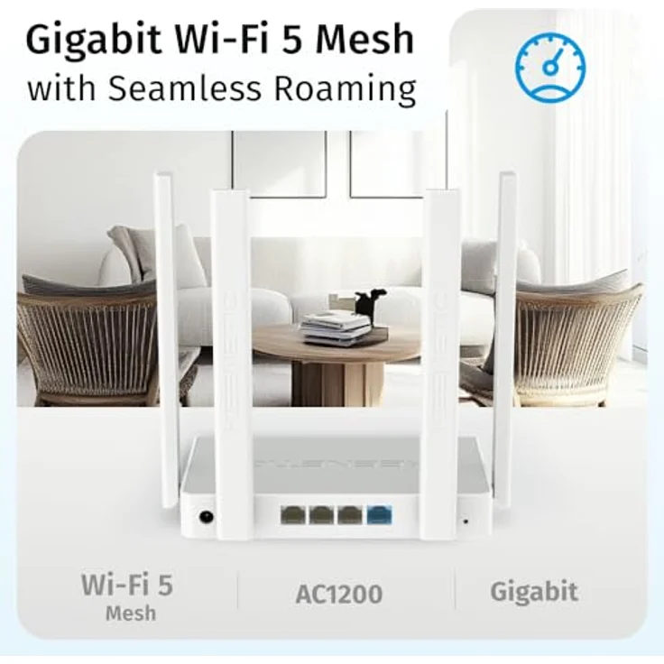 Keenetic Speedster 2nd Generation AC1200 Mesh-WLAN-5-Gigabit-Router/Extender mit einem 4-Port-Gigabit-Smart-Switch, Zuverlässiges Internet, 4K-Streaming, Cyberbedrohungsschutz – Bild 3