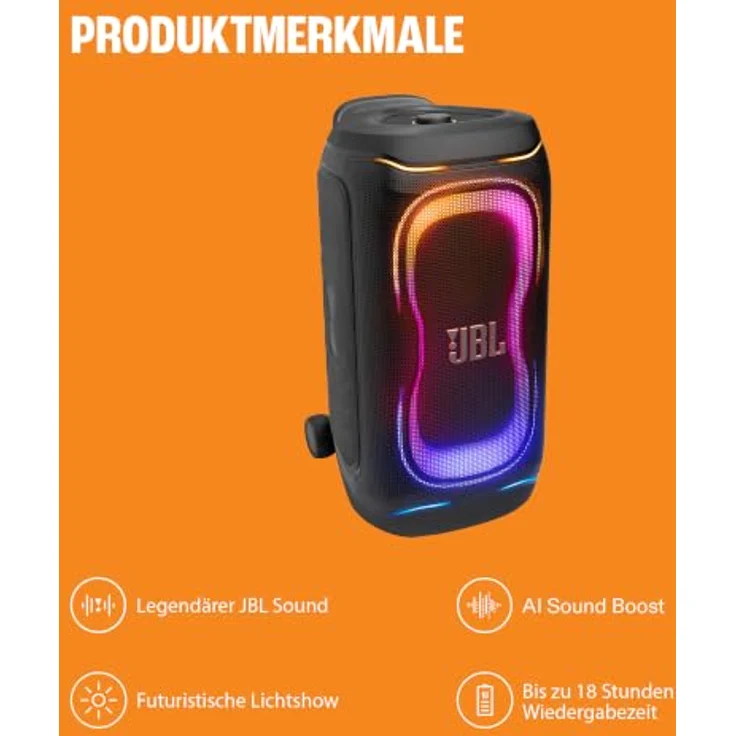 JBL PartyBox 330, 280 W Bluetooth Lautsprecher mit IPX4 und gratis JBL BATTERY 400 Ersatzakku, schwarz – Bild 10