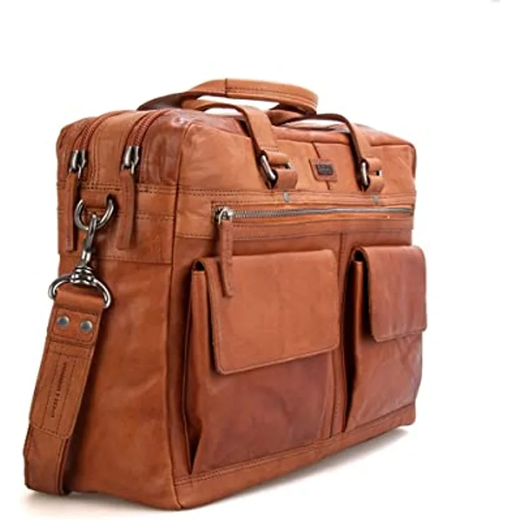 Spikes & Sparrow Aktentasche Leder 41 cm, Laptopfach, 100% Leder, braun