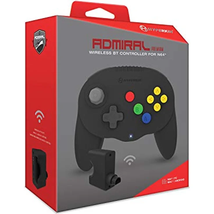 Hyperkin Admiral Premium, Wireless Controller für Nintendo 64 mit ergonomischem Design, leistungsstarkem Joystick und wiederaufladbarem Akku, schwarz – Bild 2