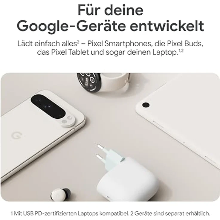 Google 45-W-USB-C-Power-Charger – Schnellladegerät für Pixel Smartphones – Kompatibel mit Google-Produkten und Anderen USB-C®-Geräten – Snow – Bild 5