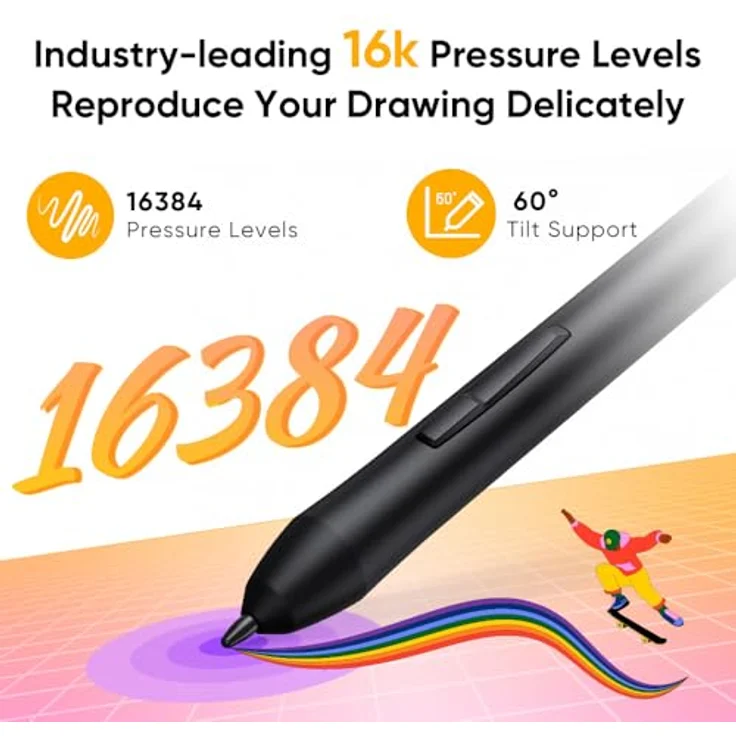 XP-Pen Deco 640 Grafiktabletts, 16.384 Druckstufen, Neigungssupport, Schwarz – Bild 2