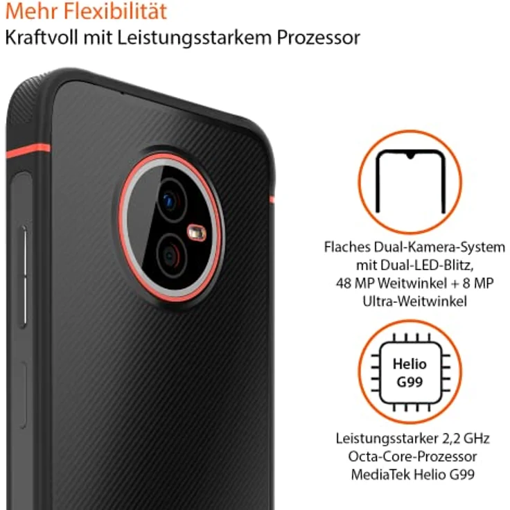 Gigaset GX4 PRO robustes Business-Smartphone 4G - staub- & wasserdicht IP68, Militärnorm - 6,1" HD+ Display mit Gorilla Glass - 128GB+6GB RAM - 48MP Kamera - 400 std Standby - Android 12, Black – Bild 4