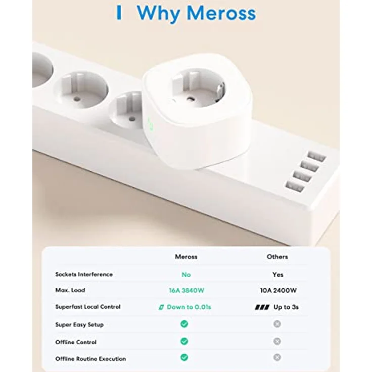 Meross MSS210EU, Smart Plug mit Wi-Fi, Sprachsteuerung und Timer-Funktion, sicherheitszertifiziert – Bild 5