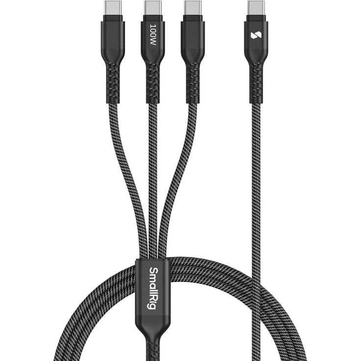 SmallRig Kabel 3-in-1 USB Type-C, 1,2 m, 100 W, schwarzes Daten- und Ladekabel für USB Type-C Geräte