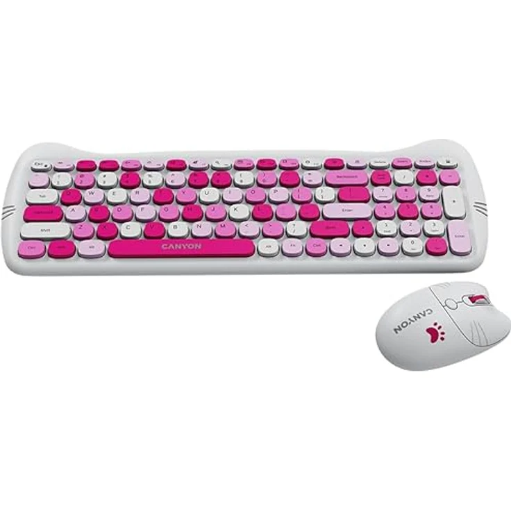 Canyon HSET-W6 DE Kitty Edition, Kabellose Computertastatur und Maus in Pink mit 104 Standardtasten – Bild 3