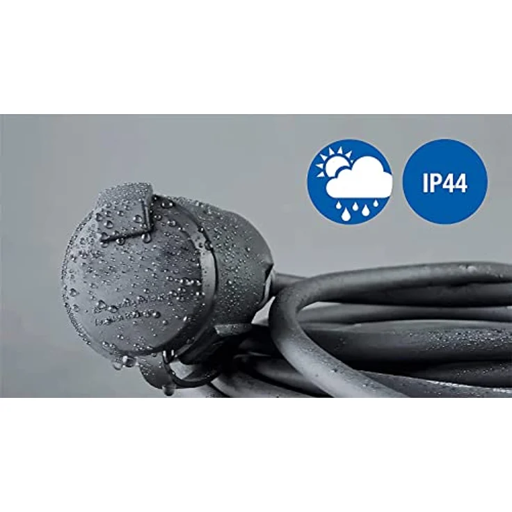 as – Schwabe Gummi-Verlängerungsleitung – 10 m Kabel mit Schutzkontaktstecker und Schutzkontaktkupplung inkl. Schutzkappe ''– 230 V, 16 A Verlängerungskabel – IP44 – Schwarz I 60310 – Bild 2