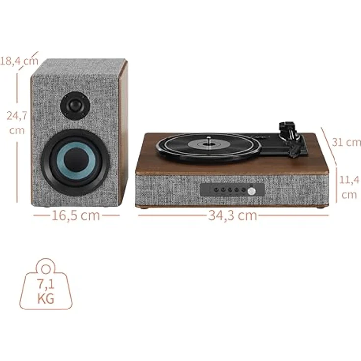 Crosley Aria Plattenspieler Grau, 3-Gang mit Bluetooth, FM-Radio und integrierten Lautsprechern – Bild 3