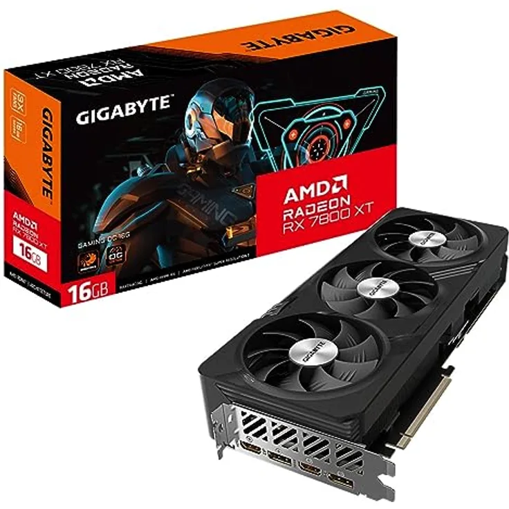 Gigabyte Radeon RX 7800 XT Gaming OC 16 GB Grafikkarte - 16 GB GDDR6 256-Bit, Windforce-Kühlsystem, Metallrückplatte, DP 2.1, HDMI 2.1, AMD RDNA 3 Architektur, GV-R78XTGAMING OC-16GD