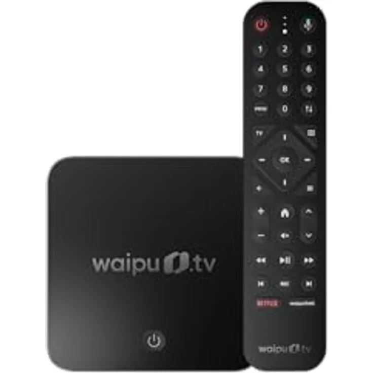 waipu.tv Box | 4K Ultra HD, HDR10+, Dolby Vision, Dolby Atmos, Voucher für 3 Monate 300 TV-Sender & 30.000 Filme & Serien