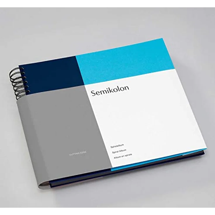 Semikolon 364850 Spiral Album Cutting Edge – 37,5x30,1 cm – Fotoalbum, 90 Seiten schwarz, Fotobuch, marine aqua – Bild 1