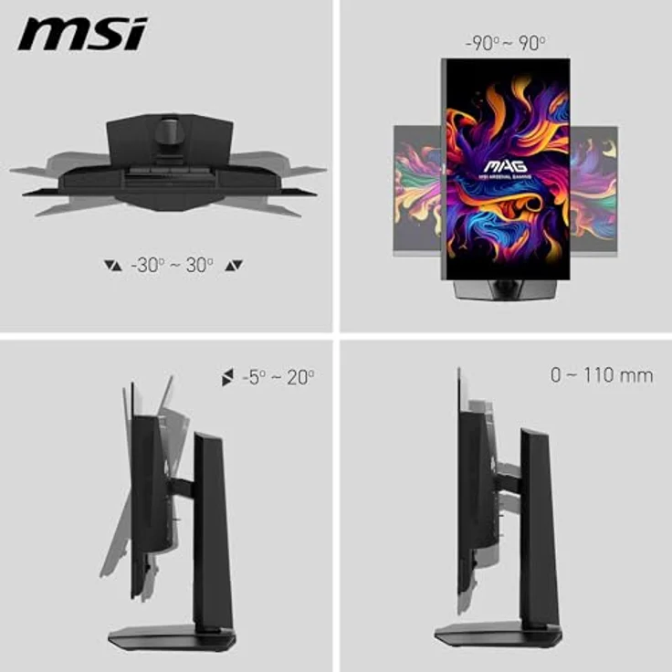 MSI MAG 272UP QD-OLED X24, 27 Zoll Gaming Monitor – 4K UHD 3840x2160, Quantum Dot OLED, 240Hz, 0,03ms, DisplayHDR TRUE Black 400, AMD FreeSync Premium Pro, USB-C (15W PD) – Bild 4