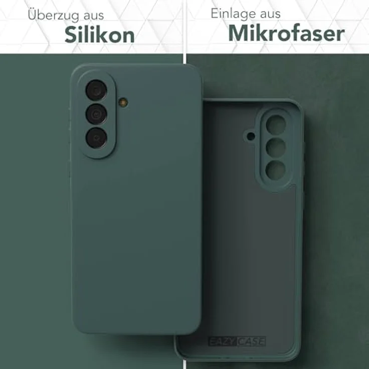 EAZY CASE Silikonhülle für Galaxy A37 - Weiche, stoßfeste Handyhülle mit Kameraschutz und kabellosem Laden in Piniengrün Matt – Bild 3