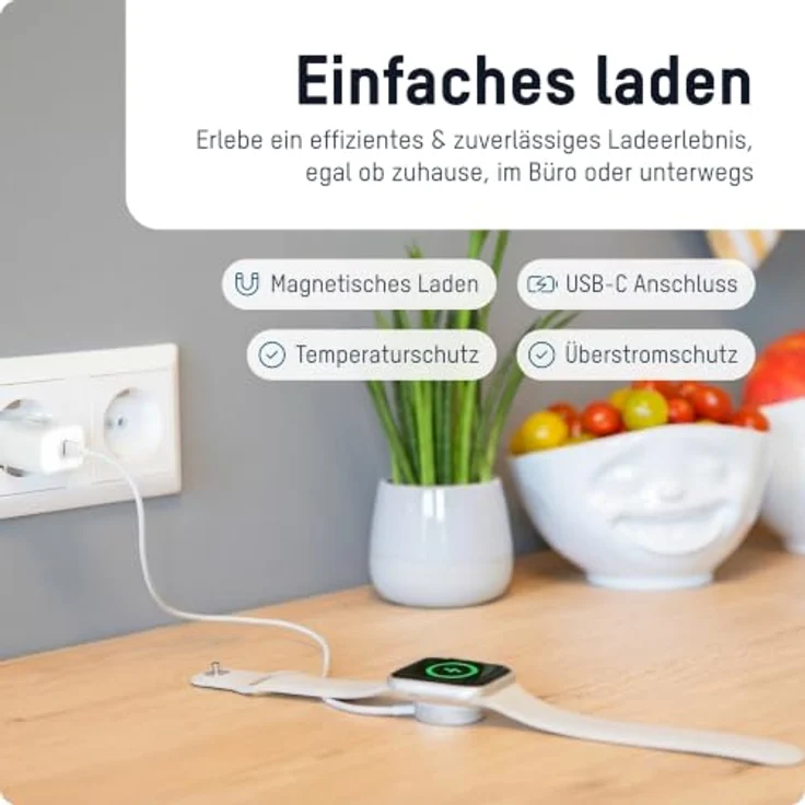 Ansmann Ladekabel für Apple Watch, 120 cm USB C, knickfest mit starker magnetischer Verbindung – Bild 5