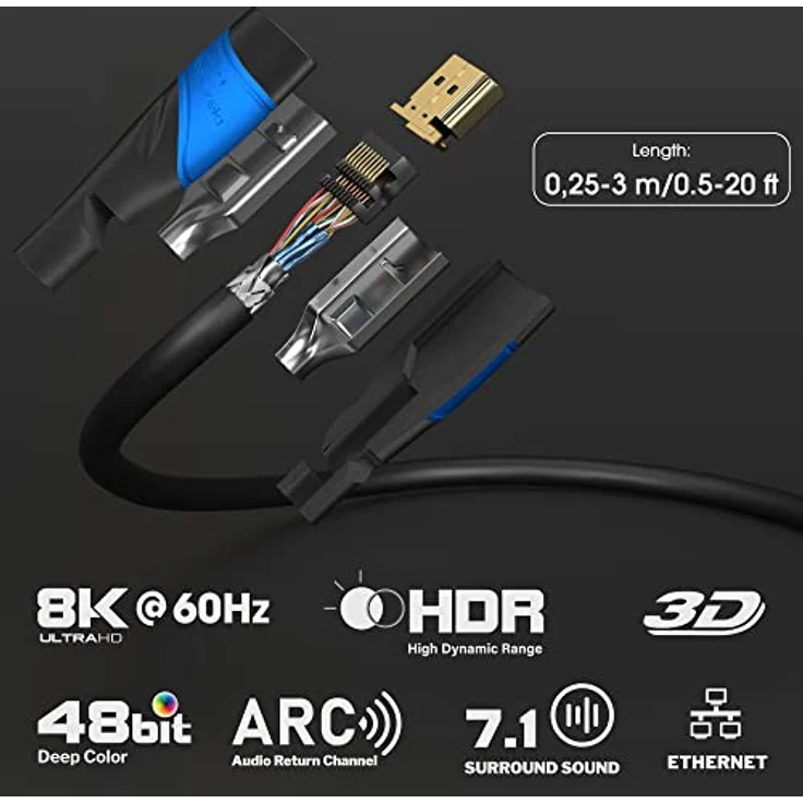 KabelDirekt - 4K HDMI Kabel - 2m - kompatibel mit (HDMI 2.0a-b 2.0, 1.4a, 4K Ultra HD, 3D, Full HD, 1080p, HDR, ARC, Highspeed mit Ethernet, PS4, Xbox, HDTV) - TOP Series – Bild 2