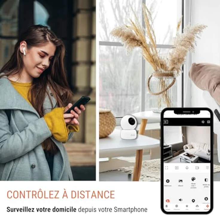 Konyks Camini 2, Überwachungskamera für den Innenbereich WiFi mit 3 MP HD-Auflösung, Bewegungserkennung, Geräuscherkennung, integrierter Sirene und Nachtsicht – Bild 3