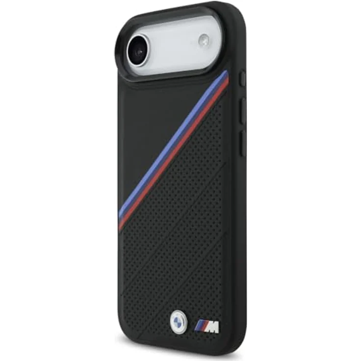 CG MOBILE BMW M Tricolor Metal Logo Schutzhülle, Kunstleder/PC/TPU, kompatibel mit MagSafe für iPhone 17 Air (Schwarz) – Bild 2
